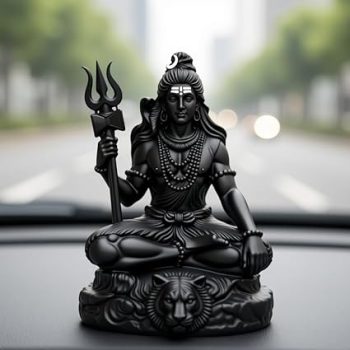 Car Dashboard | Shiva Idol | Adiyogi Statue for Car | Mahadev Idol for Car, Home Temple, Office Desk. (Black, Small)