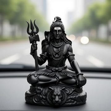 Car Dashboard | Shiva Idol | Adiyogi Statue for Car | Mahadev Idol for Car, Home Temple, Office Desk. (Black, Small)