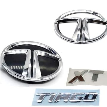 BuBu Car Chrome Monogram Emblem Name Badge Logo kit Compatible for Ta-Ta Tigor XT car