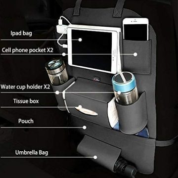 Semaphore 3D Car Auto Seat Back Multi Pocket Storage Bag Organizer Holder Hanger Accessory (BLACK) Compatible With Tatah Nexon